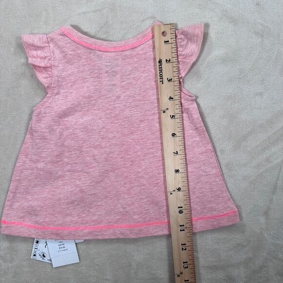 Everbloom Pink Unicorn Graphic Silver 9 Months Ruffle Sleeve Tee Shirt New - Picture 5 of 6